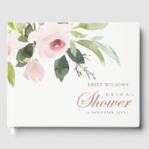FLORALE SUBTILE SANFTE ROSAFARBENE ROSEN-HOCHZEITS GÄSTEBUCH