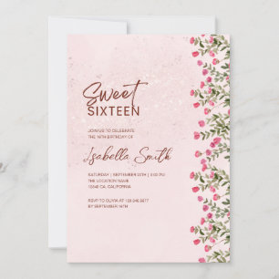 Florale Sweet 16 Party-Einladung – Elegant Rustika Einladung