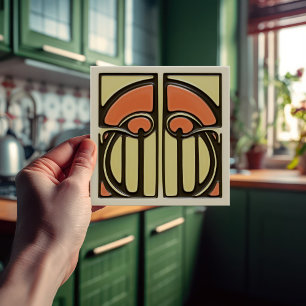 Florale Symmetrie des Kunsthandwerks Mitte des Jah Fliese