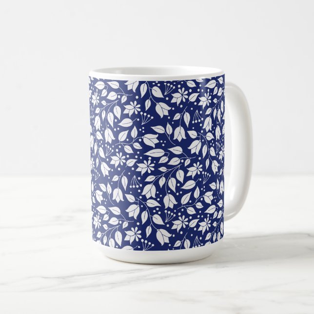 Florale Tasse in Navy und White (VorderseiteRechts)