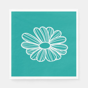 Florale Teal-Daisy-Blumen-Hochzeitsfeier-Daisies Serviette