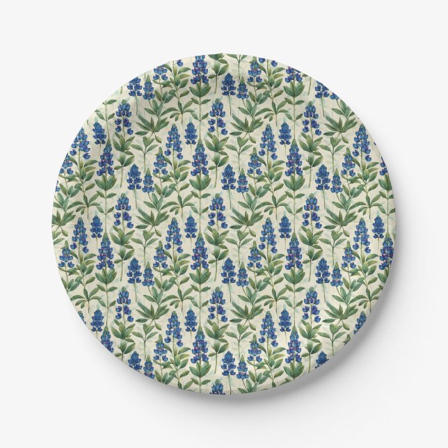 Florale Texas Bluebonnet-Lupinen-Papierteller  Pappteller (Vorderseite)