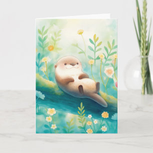 Florale Träume und Zweige Otter Cozy Escape Karte