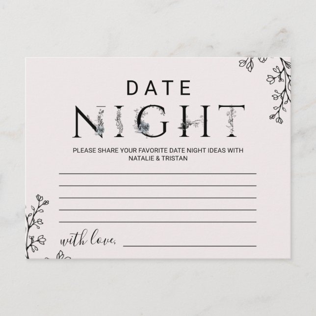 Florale Typografie Date Night Ideale Karten (Vorderseite)