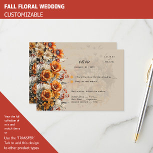 FLORALE UAWG ORANGE BLUME RUSTISCHE WEDD RSVP KARTE