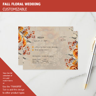 FLORALE UAWG ORANGE BLUME RUSTISCHE WEDD RSVP KARTE