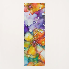 Florale und Blasen Alcohol Ink Abstraktion Yogamatte