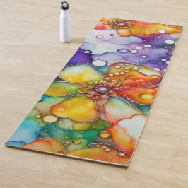 Florale und Blasen Alcohol Ink Abstraktion Yogamatte