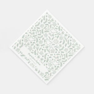 Florale und christliche Symbole Lunch-Napkins Grün Serviette