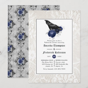 Florale und Spitzen-Gotische Hochzeitsprobe Dinner Einladung