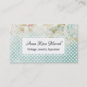 *~* Florale Vintage Blaue Punkte Blumen Visitenkarte