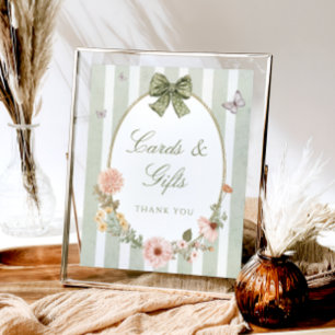 Florale Vintage-Salbei-Grünekarten und Geschenke Poster
