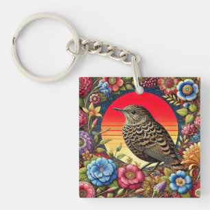 🌿 Florale Vogelillustration für eine friedliche N Schlüsselanhänger