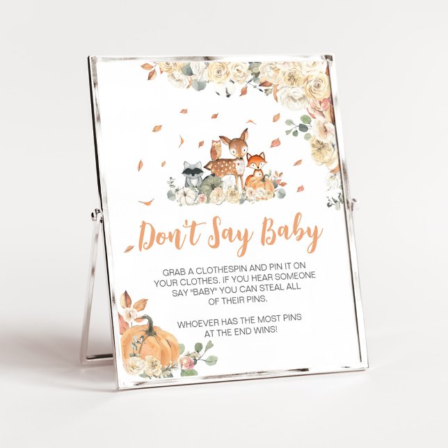 Florale Waldtiere Don't Say Baby Schild (Floral Woodland Animals Baby Shower Don't Say Baby Sign)
