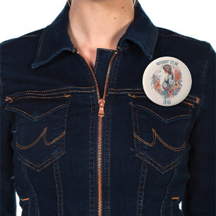 Florale Wasserfarbe in Erwartung, dass Mami Button