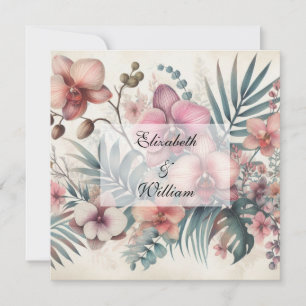 Florale Wasserfarbe in sanften Pastellfarben Einladung