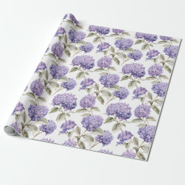Florale Wasserfarbe - Lavender Lila Hydrangeas Geschenkpapier