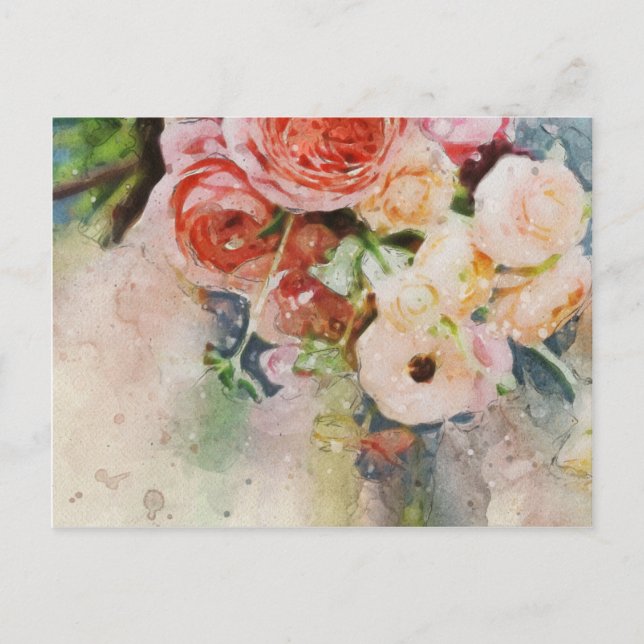 Florale Wasserfarbe Postkarte 2 (Vorderseite)