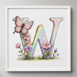 Florale Wasserfarben-Alphabet-Buchstaben-Kunst Fotofliesen Zum Abziehen Und Aufkleben