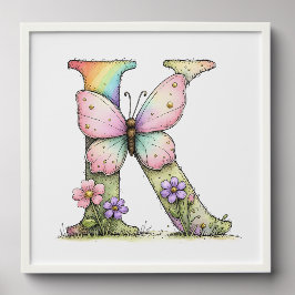 Florale Wasserfarben-Alphabet-Buchstaben-Kunst Fotofliesen Zum Abziehen Und Aufkleben