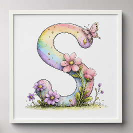 Florale Wasserfarben-Alphabet-Buchstaben-Kunst Fotofliesen Zum Abziehen Und Aufkleben