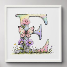 Florale Wasserfarben-Alphabet-Buchstaben-Kunst