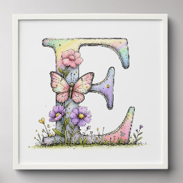 Florale Wasserfarben-Alphabet-Buchstaben-Kunst Fotofliesen Zum Abziehen Und Aufkleben