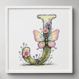 Florale Wasserfarben-Alphabet-Buchstaben-Kunst Fotofliesen Zum Abziehen Und Aufkleben