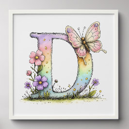 Florale Wasserfarben-Alphabet-Buchstaben-Kunst Fotofliesen Zum Abziehen Und Aufkleben