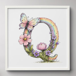 Florale Wasserfarben-Alphabet-Buchstaben-Kunst Fotofliesen Zum Abziehen Und Aufkleben