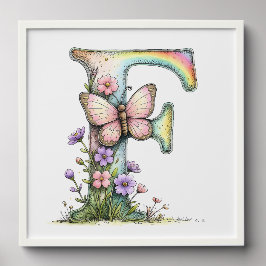 Florale Wasserfarben-Alphabet-Buchstaben-Kunst Fotofliesen Zum Abziehen Und Aufkleben
