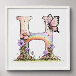 Florale Wasserfarben-Alphabet-Buchstaben-Kunst Fotofliesen Zum Abziehen Und Aufkleben