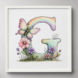 Florale Wasserfarben-Alphabet-Buchstaben-Kunst Fotofliesen Zum Abziehen Und Aufkleben