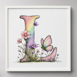 Florale Wasserfarben-Alphabet-Buchstaben-Kunst Fotofliesen Zum Abziehen Und Aufkleben