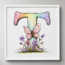 Florale Wasserfarben-Alphabet-Buchstaben-Kunst Fotofliesen Zum Abziehen Und Aufkleben