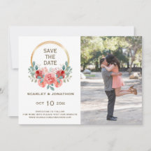 Florale Wasserfarben fallen Save the Date Fotokart