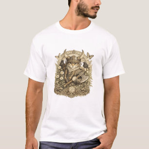 Florale Wikinger-Katz-Kriegerin - Süße Nordische T-Shirt