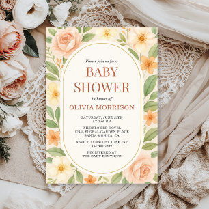 Florale Wildblumen-Botanik-Baby-Party Einladung