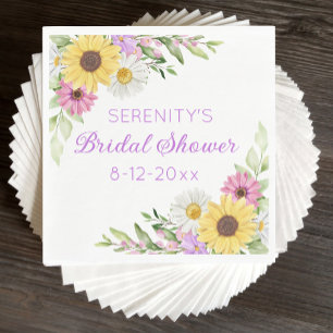 Florale Wildblumen-Sonnenblumen-Brautjungfer-Party Serviette