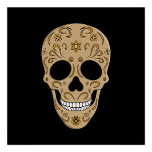 Florale Zuckerschädel Dia de los Muertos Poster