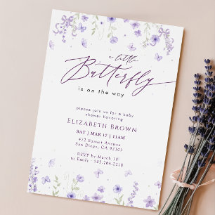 Floraler Bogen Lavendel Schmetterling Baby Shower Einladung