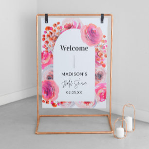 Floraler Bogen Willkommens Brautparty Schild Acryl