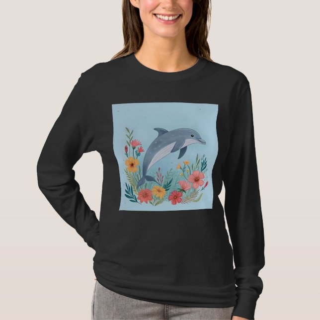 Floraler Delfin T-Shirt (Vorderseite)