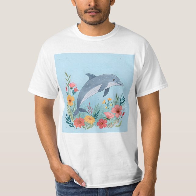 Floraler Delfin T-Shirt (Vorderseite)