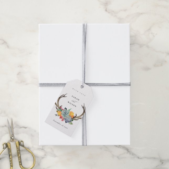 FLORALER ERFOLG ANTLER BOHEMISCH ALLURE MONOGRAMM GESCHENKANHÄNGER (Mit Garn)