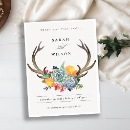 FLORALER ERFOLG ANTLER BOHEMISCHE ALLURE DANKE POSTKARTE