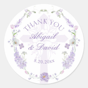Floraler Flieder-Lavendel-Kranz religiöse Hochzeit Runder Aufkleber