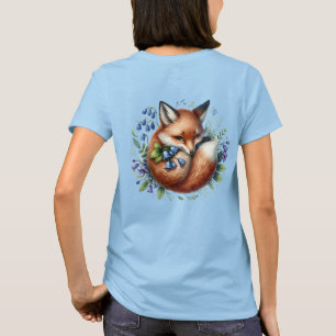 Floraler Fuchs Botanischer Wald-Hintergrunddruck T-Shirt