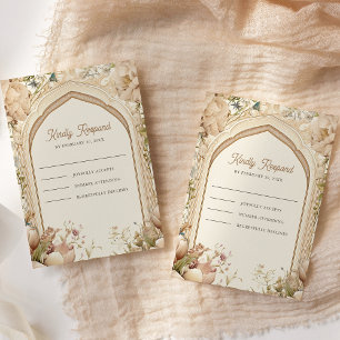 Floraler Garten Indischer Palast Hochzeit RSVP Karte