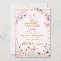Floraler Hasen-Teeparty-Geburtstag Pink Gingham